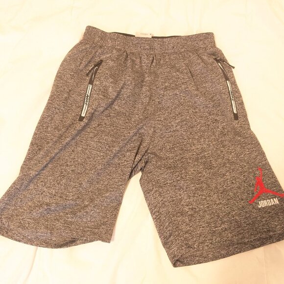 Nike Jordan Men’s Gray Athletic Shorts Size M Elastic Waist Zip Pockets Jumpman - Picture 1 of 8